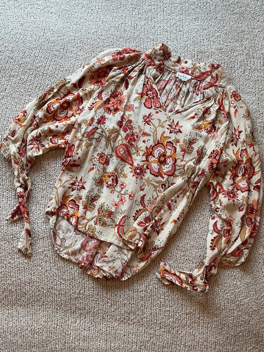 Nicole Miller floral paisley boho peasant blouse EUC - size XS